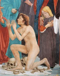 Hijo de Teófilo, (detalle) de La resurrección del hijo de Teófilo, por Tommaso Masaccio, fresco