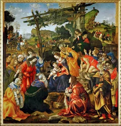 La Adoración de los Reyes Magos (temple sobre madera)