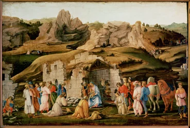 Adoración de los Reyes Magos (temple sobre madera)