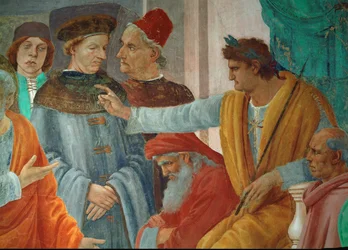 La disputa entre San Pedro, San Pablo y el hechicero Simón el Mago en presencia del emperador Nerón