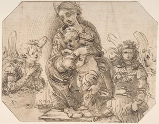 Virgen y niño atendidos por ángeles, 1457-58-1504