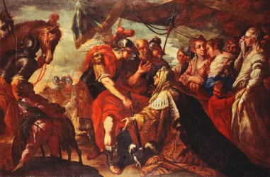 Coriolano persuadido por su familia para levantar el asedio de Roma, c.1660-61