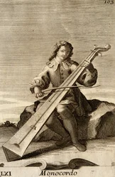 Hombre tocando el monocordio