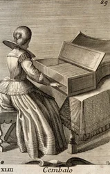 Mujer tocando el clavicordio