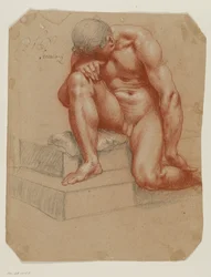 Desnudo masculino agachado