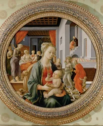 Virgen con el Niño; escenas de la vida de Santa Ana (temple sobre madera)