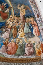 Santos y ángeles, detalle de la Coronación de María