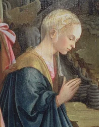 La Natividad, (detalle) que representa a la Madonna, 1470