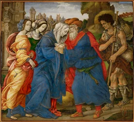 El encuentro de Joaquín y Ana (pintura sobre lienzo)