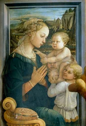 Virgen y Niño y Dos Ángeles