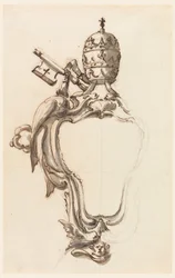 Dibujo, Un escudo papal, 1740-70