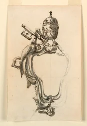 Dibujo, Un escudo papal, 1740-70