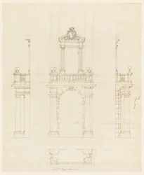 Dibujo, Caja y marco de una puerta, 1750-75