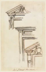 Dibujo, Tres cajones para ventanas o puertas, ca. 1770