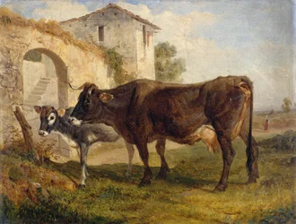 Regreso de los pastos, de Filippo Palizzi (1818-1899), óleo sobre cartón, 32x24 cm, Italia
