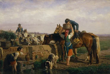 El abrevadero (óleo sobre lienzo)