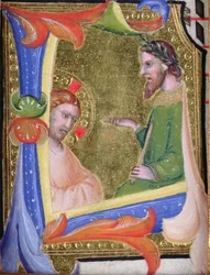 Cristo ante Pilato, en la inicial historiada L, c.1403-05