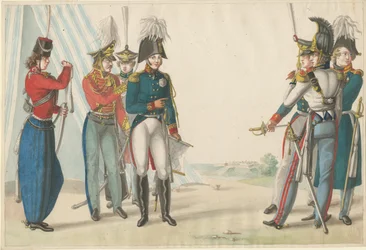 Zar Alejandro I y oficiales rusos, 1815