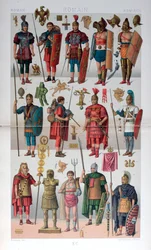 Traje militar y de gladiador romano, c1800-1836