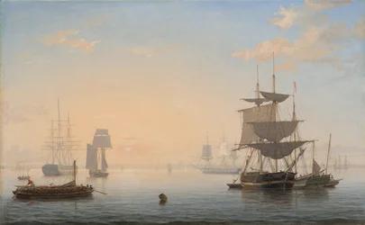 Puerto de Boston, con la ciudad en la distancia