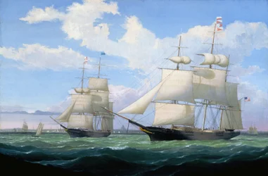 Los barcos «Winged Arrow» y «Southern Cross» en el puerto de Boston