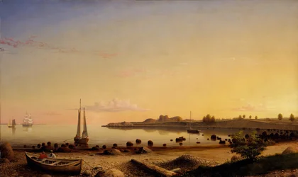 Fuerte Stage a través del puerto de Gloucester, 1862