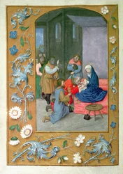 Añadir 54782 f.119v Adoración del Niño, de las Horas de Hastings, c.1475-83 (vitela)