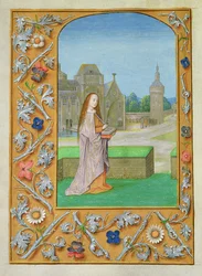 Añadir 54782 f.70v Santa Bárbara, de Hastings Hours, c.1475-83 (vitela)
