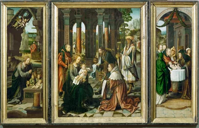 " Adoración de los Reyes Magos, adoración del niño, circuncisión (madera)