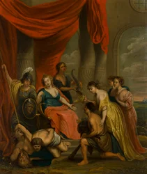 Una pintura alegórica de la justicia, c.1630-1700 (óleo sobre cobre)