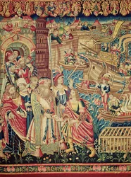 (detalle) de la Llegada de Vasco da Gama a Calicut