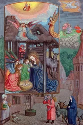 Codex Ser Nov 2844 Nacimiento de Cristo, del Libro de Oraciones Rothschild (pergamino)