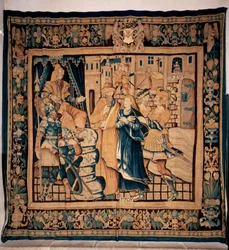 Tesoro del museo de Conques (Le Trésor de Conques). Tapiz flamenco. Historia de Santa Foy. siglo 16 (?).