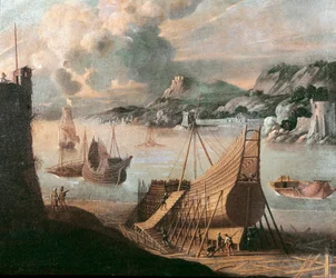 Construcción de un galeón en un astillero genovés (pintura)