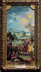 Escena de caza de halcones. Caza y descanso en el campo. Pintura de la Escuela Flamenca. Principios del siglo XVII. Dijon, Museo de Bellas Artes