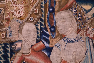Tapiz flamenco. Pasando el Mar Rojo (Paso del Mar Rojo). Ca 1490. Detalle.