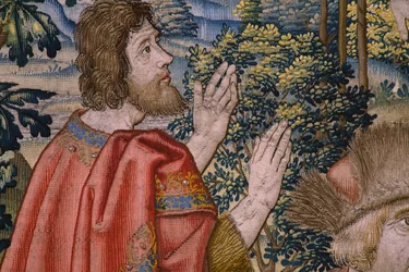 Tapiz flamenco. Serie La Historia de San Juan Bautista: El Bautismo de Cristo (Het doopsel van Christus). Taller de Bruselas. 1515-1520.