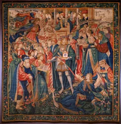 Tapiz flamenco. Triunfo del tiempo (De triomf van de Tijd, El triunfo del Tiempo). Lana y seda. 347x342cm. Colección privada. CA 1504.