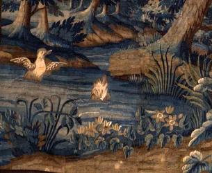 Tapiz flamenco. soportar. Finales del siglo XVII-principios del XVIII. Propiedad de la iglesia Sint-Walburgakerk Oudenaarde (Dekenij van de Sint-Walburga). Detalle.