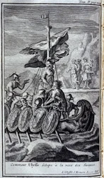 Cómo Ulises escapó de la voz de la sirena. Ilustración para el libro XII de la Odisea de Homero, en la Odisea, publicada en Ámsterdam en 1731, Colección privada Milán