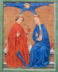 Santa Cecilia y San Valeriano, ilustración de Legenda Aurea por Jacobus de Voragine, c.1405-10