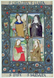 Marlay Cutting SP.5: Cuatro santas, de un Libro de Horas producido en Gante o Brujas, c.1510