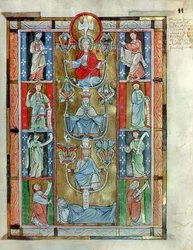 El Árbol de Jesé, de De Laudibus Sancte Crucis por Rabanaus Maurus (c.780-856) de la Abadía de Anchin