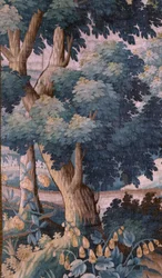 Iglesia parroquial (Iglesia de Santa Walburga). Tapiz flamenco "Verdure". Oudenaarde. Finales del siglo XVII-principios del XVIII. Propiedad de la iglesia Sint-Walburgakerk Oudenaarde.