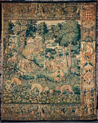 Tapiz. Enghien. Texto “LA ESPERANZA VENCERÁ A CROY 1589”.