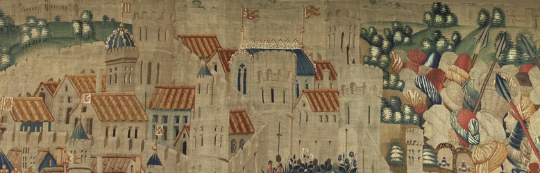 Tapiz que muestra las conquistas del rey Alfonso V de Portugal, Tournai. (detalle)