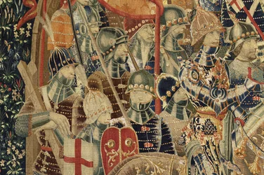 Tapiz que muestra las conquistas del rey Alfonso V de Portugal, Tournai. (detalle)