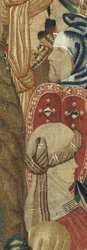 Tapiz que muestra las conquistas del rey Alfonso V de Portugal (Conquistas de Alfonso V de Portugal), Tournai. (Detalle)