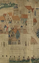 Tapiz que muestra las conquistas del rey Alfonso V de Portugal, Tournai. (detalle)