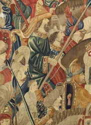 Tapiz que muestra las conquistas del rey Alfonso V de Portugal, Tournai. (detalle)
